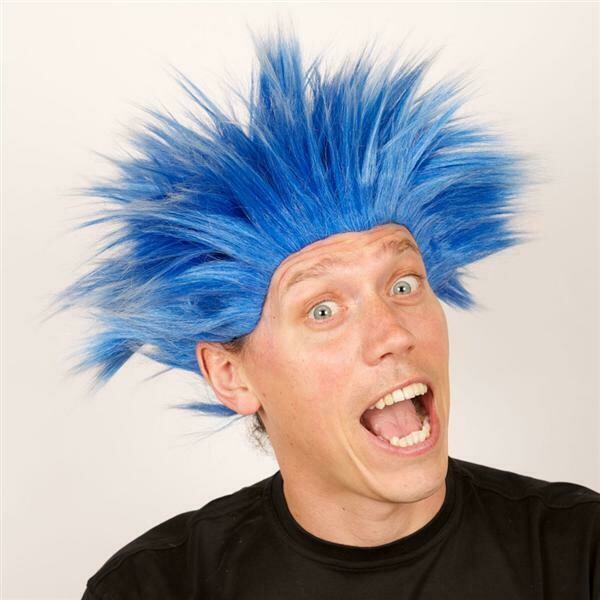 Pruik Electric shock trol Blauw