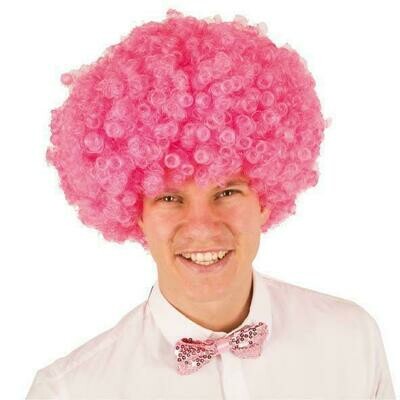 Pruik Afro Disco seventies - eighties Fellaini Roze
