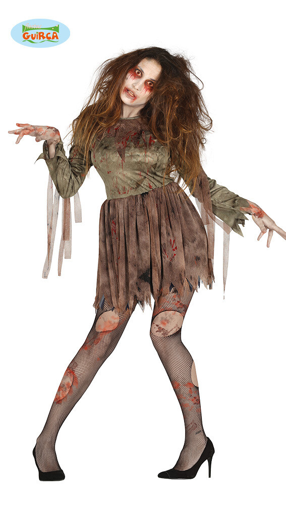 Zombie meisje kleed Walking Death kostuum voor volwassenen verkleedkledij
