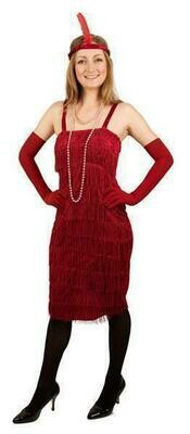 Charleston kleedje rood Twenties verkleedkostuum dames jaren '20 volwassenen Great Gatsby