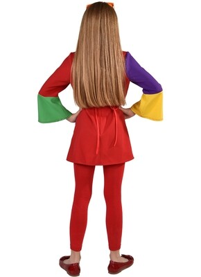 Regenboog kleedje kind Rainbow clown meisje verkleedkledij Fout carnaval
