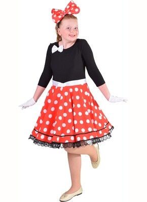 Minnie Mouse kostuum kind Disney verkleedkledij en Rock and Roll Maat 128 voor 8 jaar