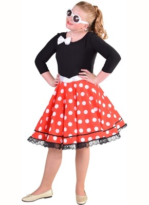 Minnie Mouse kostuum kind Disney verkleedkledij en Rock and Roll Maat 128 voor 8 jaar