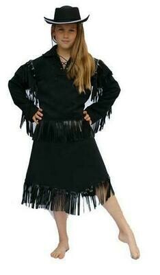Cowgirl zwart kostuum kind verkleedkledij Country & Western verkleedpak Cowboymeisje Maat 116