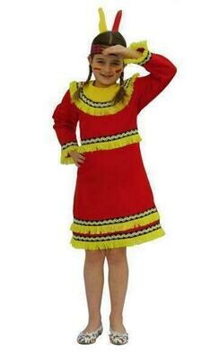 Indianenmeisje rood kostuum kind verkleedkledij Country&Western verkleedpak Indianen Squaw maat 104 maat 116