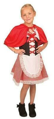 Roodkapje kostuum kind Sprookjes verkleedkledij verkleedpak met geruit rokje maat 128 maat 140