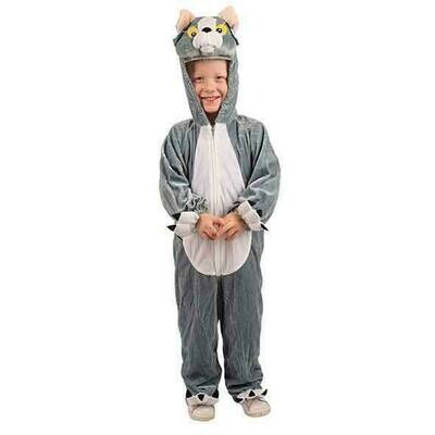 Onesie Kat kind verkleedkledij poes dieren verkleedpak Tom&amp;Jerrymaat 116 maat 140