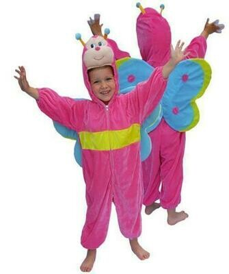 Onesie Vlinder kind verkleedkledij roze dieren verkleedpak Butterfly maat 104