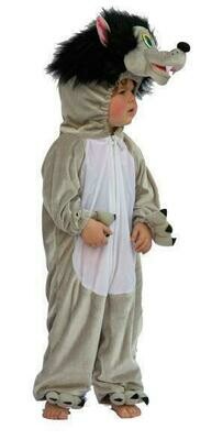 Onesie Wolf kind verkleedkledij wilde dieren verkleedpak sprookjes wolvenpak maat 128