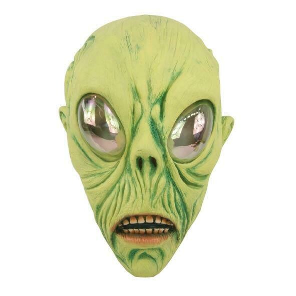 Masker Aliën groen rubber latex Halloween