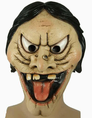 Masker heks drietand rubber latex Halloween
