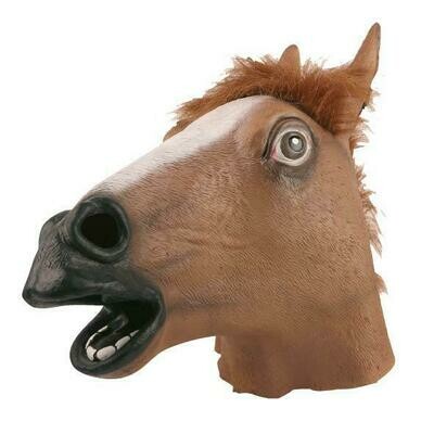 Masker paard bruin rubberen latex masker dieren boerderij