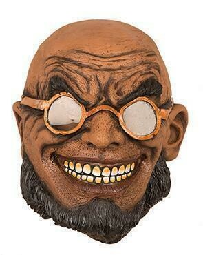 Masker man met bril goud Steampunk creep griezel rubber latex Halloween
