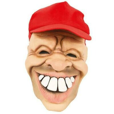 Masker man met pet rood en grote tanden rubber latex