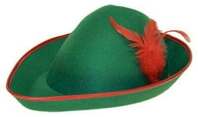 Robin Hood hoed met rode pluim