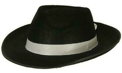 Maffia hoed jaren '20 Al Capone Charleston Twenties gangster zwart met witte boord