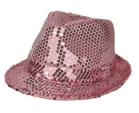 Glitterhoed roze hoed met glitters pailletten Disco Seventies - Eighties