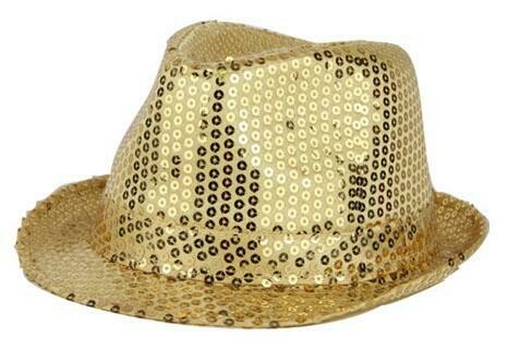 Glitterhoed goud hoed met glitters pailletten Disco Seventies - Eighties