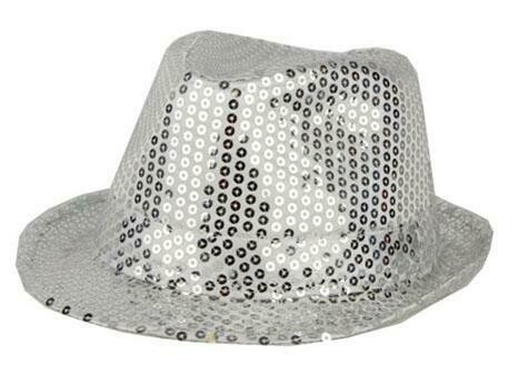 Glitterhoed zilver hoed met glitters pailletten Disco Seventies - Eighties