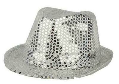 Glitterhoed zilver hoed met glitters pailletten Disco Seventies - Eighties