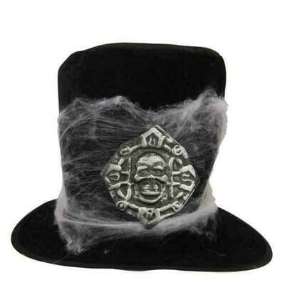 Buishoed zwart met spinnenweb en embleem op  Halloween hoge hoed