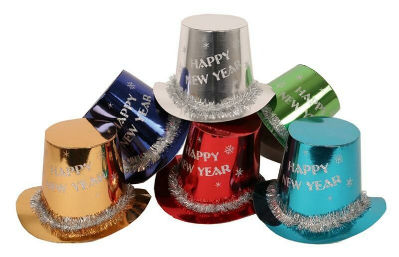 Hoed Happy New Year buishoed karton Nieuwjaar per 10 stuks !