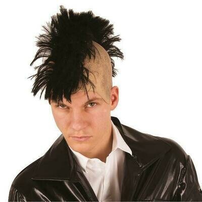 Punk pruik punker met kam zwart haar