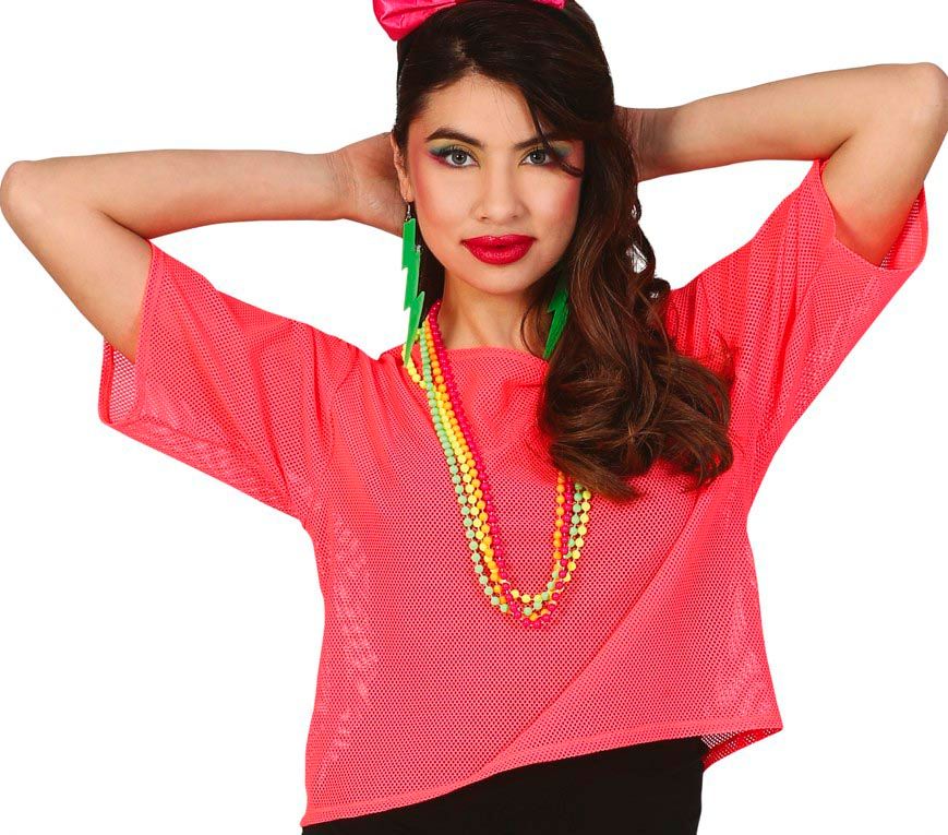 T-shirt net fluo Roze neon