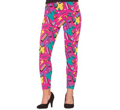 Legging neon nineties Roze bedrukt MEDIUM