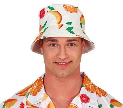 Hoed met tropisch fruit vissershoed Foute zomerhoed Hawaii