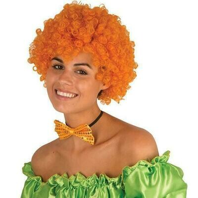Pruik krul oranje clown