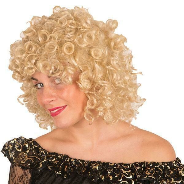 Pruik blond gekruld , halflang Pruik blond gekruld , halflang