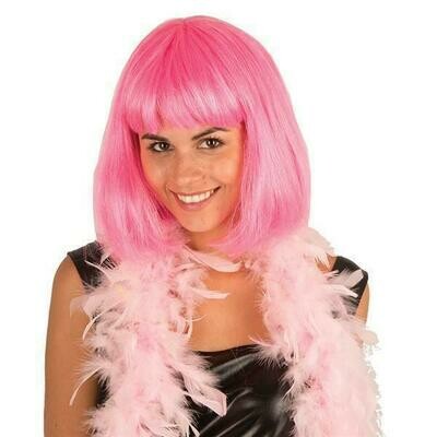 pruik halflang carré met pony Roze