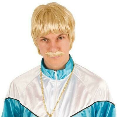 Pruik met snor blond heren man
