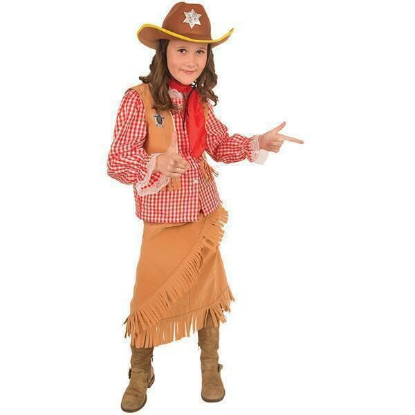 Cowgirl kostuum kind verkleedkledij cowboymeisje verkleedpak Country &amp; Western maat 104 maat 116 maat 128 maat 140 maat 152