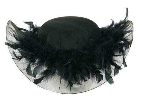 Dameshoed zwart met pluimen