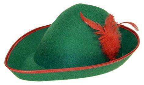 Robin Hood hoed met rode pluim