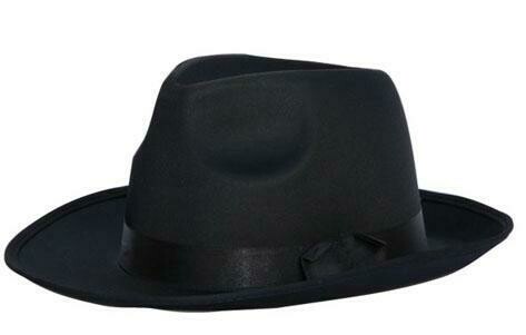Maffia hoed jaren '20 Al Capone Charleston Twenties gangster SATIJN zwart