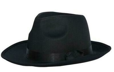Maffia hoed jaren '20 Al Capone Charleston Twenties gangster SATIJN zwart Maffia hoed jaren '20 Al Capone Charleston Twenties gangster SATIJN zwart