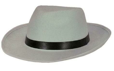 Maffia hoed jaren '20 Al Capone Charleston Twenties gangster wit met zwarte boord