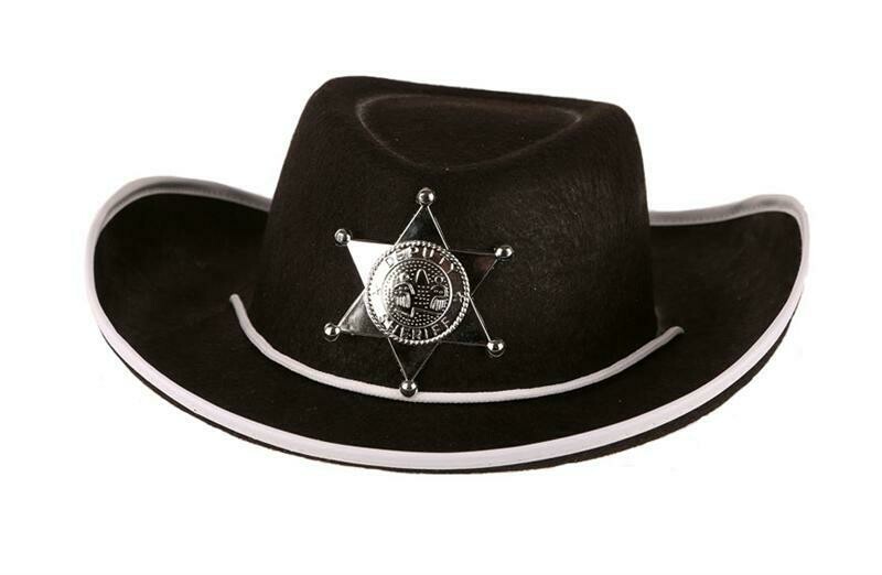 Cowboyhoed zwart kind tot 8 jaar