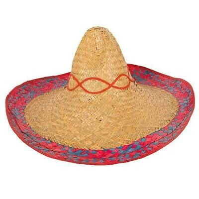 Hoed Mexico Mexicaanse hoed Sombrero Mexicaan naturel met boord Hoed Mexico Mexicaanse hoed Sombrero Mexicaan naturel met boord