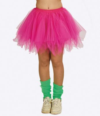 Tule rok met onderrok neon roze fluo felroze foute kledij