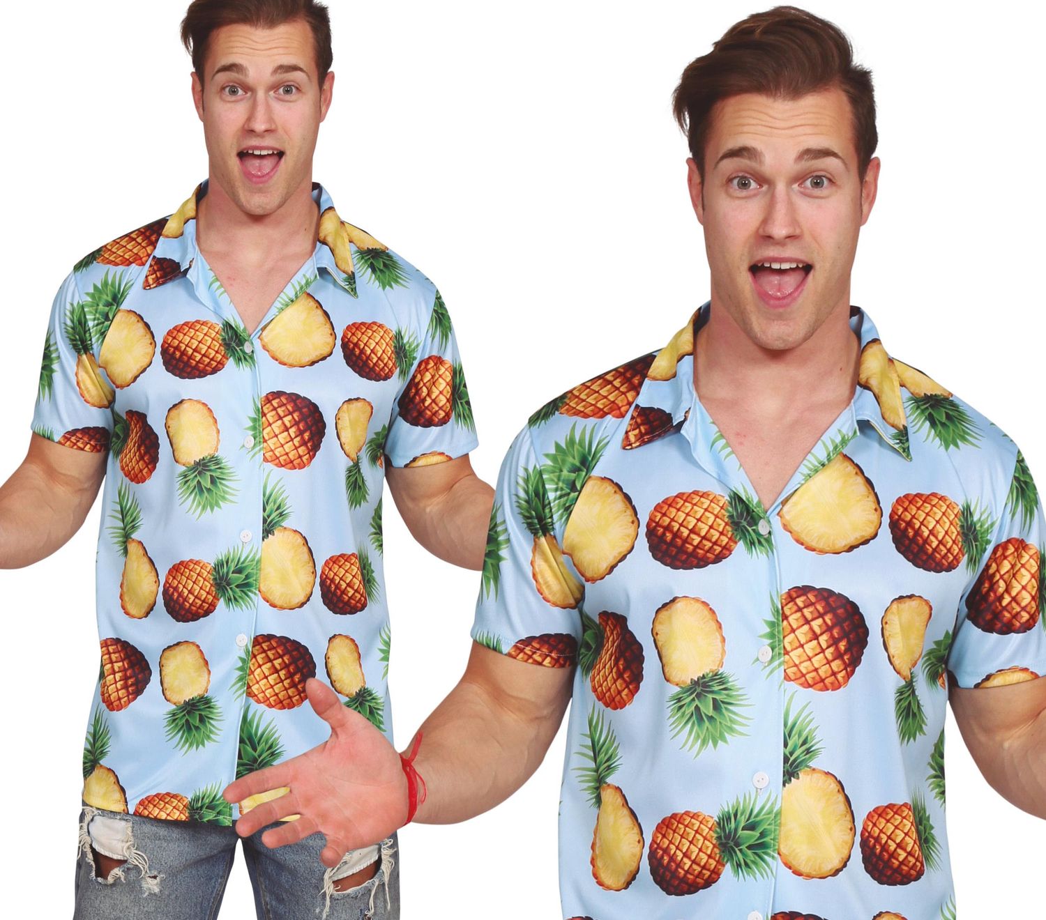 Hemd Hawaii met ananassen op Maat Large Foute kledij mannen Kamping Kitsch Hemd Hawaii met ananassen op Maat Large Foute kledij mannen Kamping Kitsch