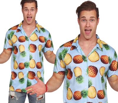 Hemd Hawaii met ananassen op Maat Large Foute kledij mannen Kamping Kitsch Hemd Hawaii met ananassen op Maat Large Foute kledij mannen Kamping Kitsch