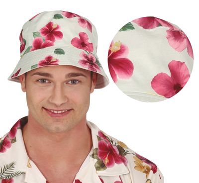 Hoed met tropische bloemen vissershoed Foute Party zomerhoed Hawaii Kamping Kitsch