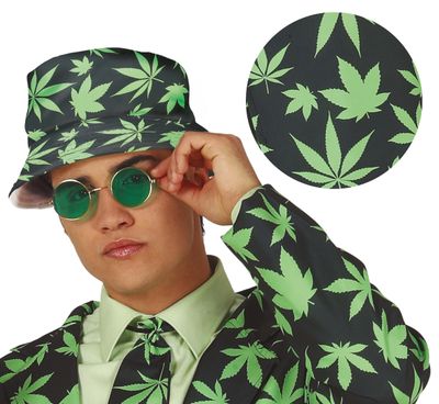 Hoed  met wiet marihuana vissershoed Foute Party zomerhoed Hawaii kamping kitsch