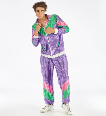 Training eighties nineties paars jogging man heren foute party Maat 50 Kamping Kitsch