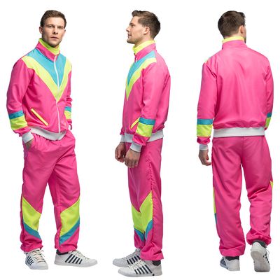 Trainingspak heren nineties verkleedpak met bandana jogging fluo neon maat XXL foute party kamping kitsch carnaval