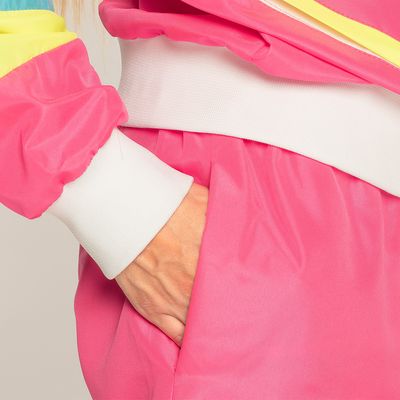 Trainingspak dames nineties verkleedpak met bandana jogging fluo neon maat XL foute party kamping kitsch carnaval